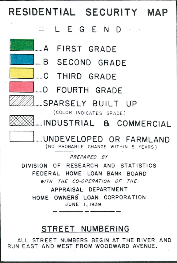 INDEX OF DETROIT HOLC MAP 1939